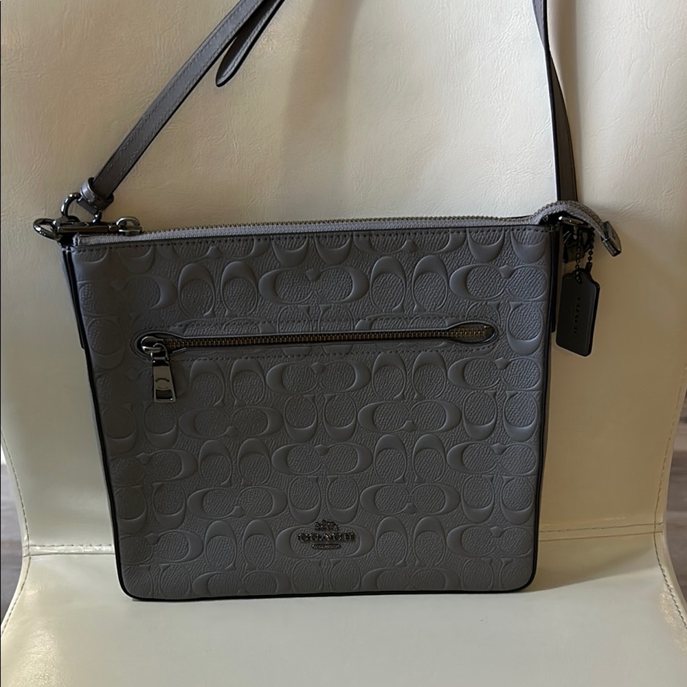 Coach debossed leather Grey Crossbody file Bag
